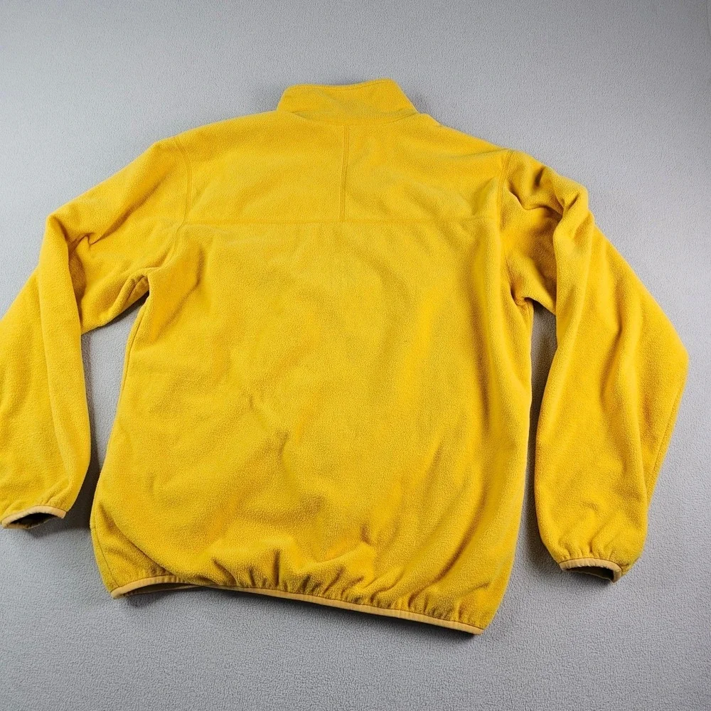 Lands' End Fleece Jacket Mens L Yellow Full Zip Mock Neck Outdoor‎ Casual